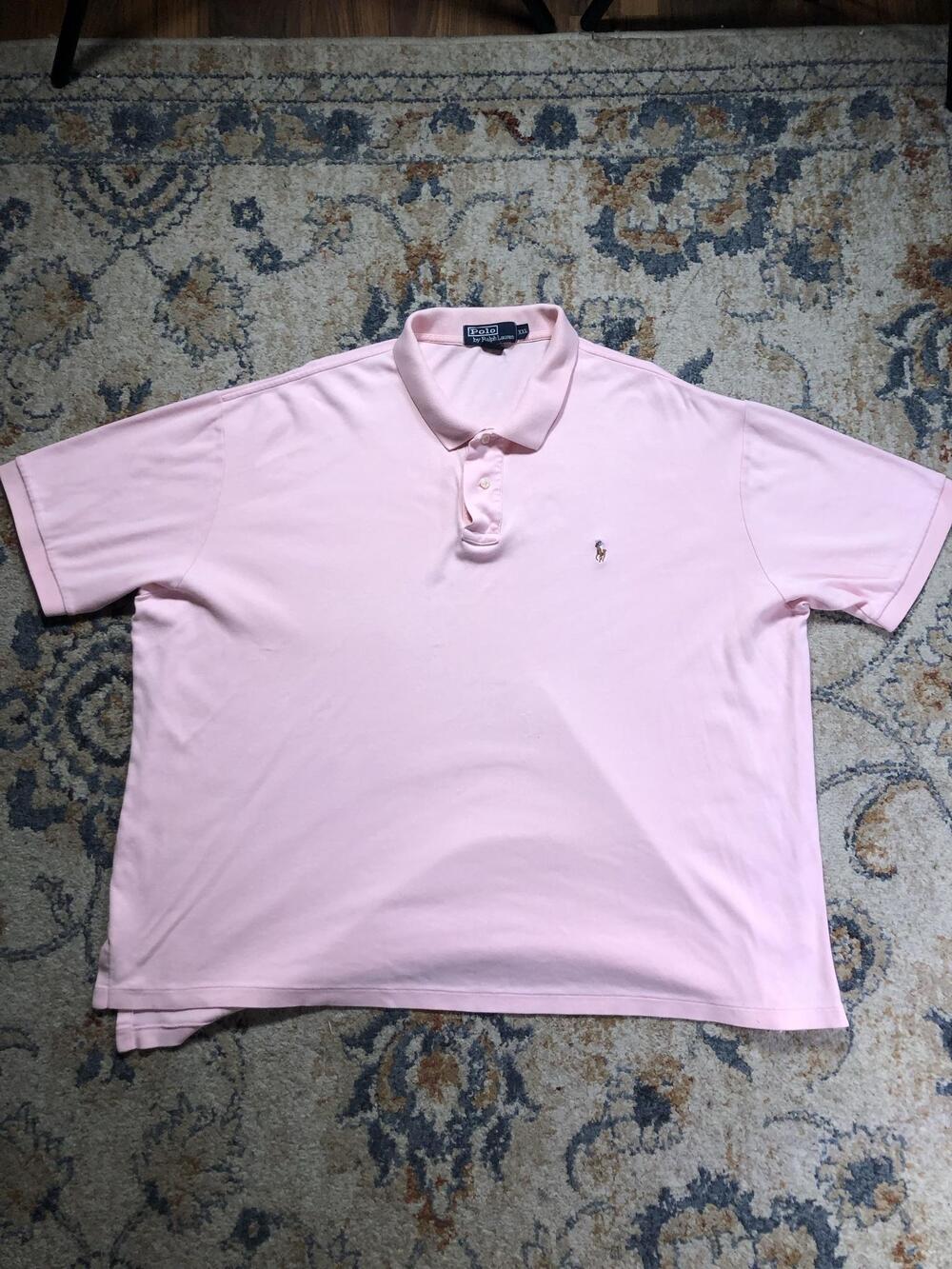 Polo By Ralph Lauren Polo Shirt Mens 2XL Pink Solid Pony Logo Short Sleeve